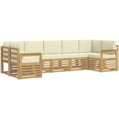 vidaXL Outdoor-Sofagarnitur 6-Tlg Weiß und Creme 304 x 128,5 x 73 cm 3392420 vidaXL Outdoor-Sofagarnitur 6-Tlg Weiß und Creme 304 x 128,5 x 73 cm 3392420