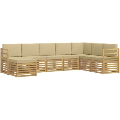 vidaXL Outdoor-Sofagarnitur 8 Stk Weiß und Beige 304 x 185,5 x 73 cm 3392298 vidaXL Outdoor-Sofagarnitur 8 Stk Weiß und Beige 304 x 185,5 x 73 cm 3392298