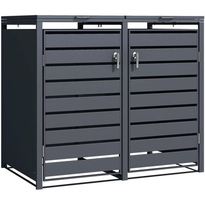 KARAT Mülltonnenbox Magnus mit Edelstahlrahmen 132 x 80 x 116 cm 2 Türen KARAT Mülltonnenbox Magnus mit Edelstahlrahmen 132 x 80 x 116 cm 2 Türen