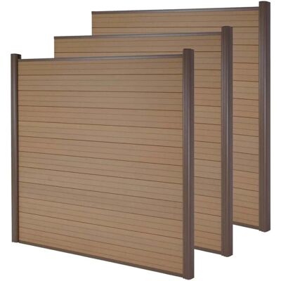 MCW WPC-Sichtschutz Savoie Windschutz Zaun Alu-Pfosten - 3er Set 5,6m Teak MCW WPC-Sichtschutz Savoie Windschutz Zaun Alu-Pfosten - 3er Set 5,6m Teak