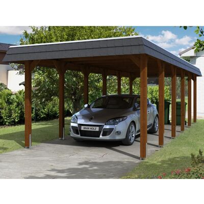 SKANHOLZ Carport Spreewald - Flachdach, 345x893cm, Nussbaum SKANHOLZ Carport Spreewald - Flachdach, 345x893cm, Nussbaum