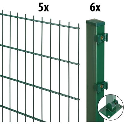 Floraworld Doppelstabmatten-Set mit Bodenplatte 100 cm x 10 m 60/40 Moosgrün Floraworld Doppelstabmatten-Set mit Bodenplatte 100 cm x 10 m 60/40 Moosgrün
