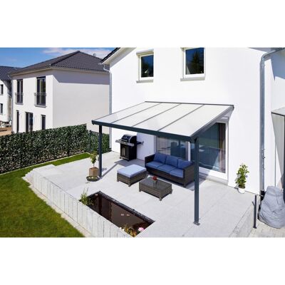 Gutta Terrassenüberdachung Premium (BxT) 410 cm x 306 cm Anthrazit Acryl Klima Blue Gutta Terrassenüberdachung Premium (BxT) 410 cm x 306 cm Anthrazit Acryl Klima Blue