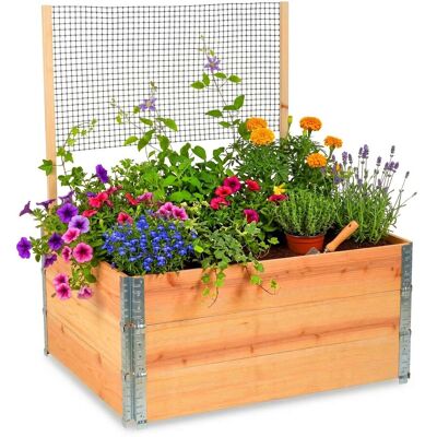 Relaxdays Hochbeet Tannenholz Natur mit Rankhilfe 118 cm x 120 cm x 80 cm Relaxdays Hochbeet Tannenholz Natur mit Rankhilfe 118 cm x 120 cm x 80 cm