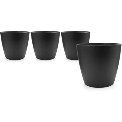BigDean 4 Stück Blumentopf Übertopf aus Kunststoff Blumentopf in Modernem Look Graphit 24 cm Übertopf für Innen oder Außen BigDean 4 Stück Blumentopf Übertopf aus Kunststoff Blumentopf in Modernem Look Graphit 24 cm Übertopf für Innen oder Außen