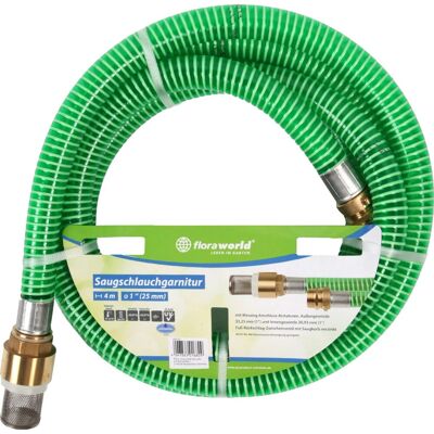 Floraworld Gartenschlauch-Set - 4m, Messing-Armaturen, Grün Floraworld Gartenschlauch-Set - 4m, Messing-Armaturen, Grün