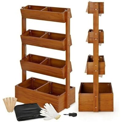 TTL GARDEN 4 Etagen Hochbeet Vertikalbeet 140×85×45 cm – Platzsparendes Balkon Hochbeet Aus Holz Hellbraun TTL GARDEN 4 Etagen Hochbeet Vertikalbeet 140×85×45 cm – Platzsparendes Balkon Hochbeet Aus Holz Hellbraun