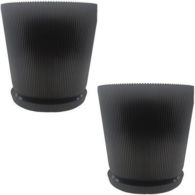 Relaxdays Blumentopf mit Untersetzer 2er Set Kunststoff Schwarz Stoßfest Farbecht 20 cm x ø 20 cm Relaxdays Blumentopf mit Untersetzer 2er Set Kunststoff Schwarz Stoßfest Farbecht 20 cm x ø 20 cm