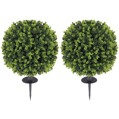 HOMCOM 2er-Set Künstlicher Buchsbaumkugeln 56 cm Kunstpflanze HOMCOM 2er-Set Künstlicher Buchsbaumkugeln 56 cm Kunstpflanze