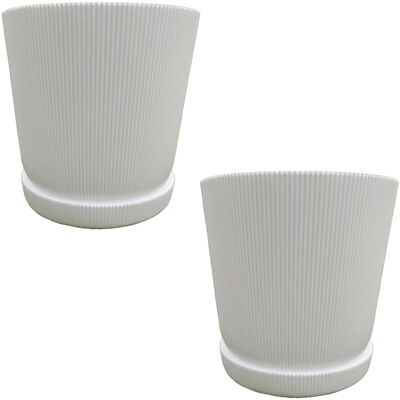 Relaxdays Blumentopf mit Untersetzer 2er Set Kunststoff Weiß Stoßfest Farbecht 20 cm x ø 20 cm Relaxdays Blumentopf mit Untersetzer 2er Set Kunststoff Weiß Stoßfest Farbecht 20 cm x ø 20 cm