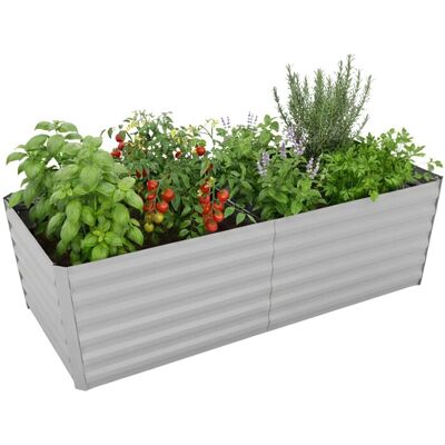 Relaxdays Hochbeet Metall Hellgrau Wetterfest 57 cm x 180 cm x 90 cm 18 kg Relaxdays Hochbeet Metall Hellgrau Wetterfest 57 cm x 180 cm x 90 cm 18 kg