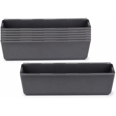 BigDean 6er Set Paletten Blumenkästen Einsatz mit Hängesystem zum Einhängen 37cm Anthrazit Pflanzkasten für Europalette Balkonkasten Blumentopf BigDean 6er Set Paletten Blumenkästen Einsatz mit Hängesystem zum Einhängen 37cm Anthrazit Pflanzkasten für Europalette Balkonkasten Blumentopf