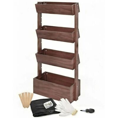 TTL GARDEN 4 Etagen Hochbeet Vertikalbeet 140×85×45 cm – Platzsparendes Balkon Hochbeet Aus Holz Braun TTL GARDEN 4 Etagen Hochbeet Vertikalbeet 140×85×45 cm – Platzsparendes Balkon Hochbeet Aus Holz Braun