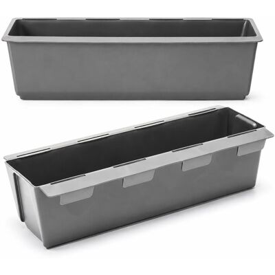 BigDean 2er Set Paletten Blumenkästen Einsatz mit Hängesystem zum Einhängen 37cm Grau Pflanzkasten für Europalette Balkonkasten Blumentopf BigDean 2er Set Paletten Blumenkästen Einsatz mit Hängesystem zum Einhängen 37cm Grau Pflanzkasten für Europalette Balkonkasten Blumentopf