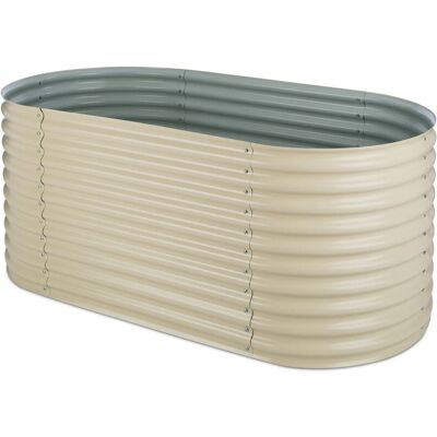 Blumfeldt High Grow Hochbeet Gartenbeet 200x80x100 cm Zink-Alu-Beschichtung Oval Sand Blumfeldt High Grow Hochbeet Gartenbeet 200x80x100 cm Zink-Alu-Beschichtung Oval Sand