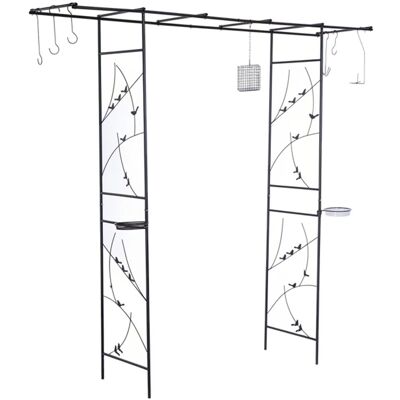 Relaxdays Rosenbogen Stahl Kunststoff Schwarz Wetterfest mit Vogelbad und Futterstation 208 cm x 210 cm x 50 cm Relaxdays Rosenbogen Stahl Kunststoff Schwarz Wetterfest mit Vogelbad und Futterstation 208 cm x 210 cm x 50 cm