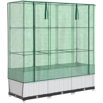 vidaXL Hochbeet mit Gewächshaus - Rattan-Optik vidaXL Hochbeet mit Gewächshaus - Rattan-Optik