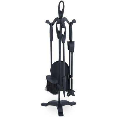 Relaxdays Kaminbesteck Eisen Schwarz 5-teilig 60,5 cm x 20 cm x 20 cm 2,7 kg Relaxdays Kaminbesteck Eisen Schwarz 5-teilig 60,5 cm x 20 cm x 20 cm 2,7 kg