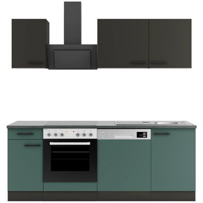 Optifit Küchenzeile KPMV 2179-9+ Madrid420/Verona405 Anthrazit/ Steingrün 210 cm Optifit Küchenzeile KPMV 2179-9+ Madrid420/Verona405 Anthrazit/ Steingrün 210 cm