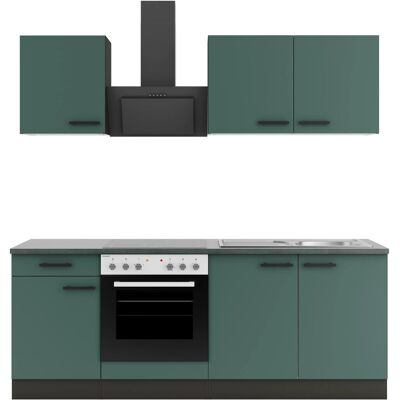 OPTIFIT Verona405 Küchenzeile 210 cm Steingrün OPTIFIT Verona405 Küchenzeile 210 cm Steingrün