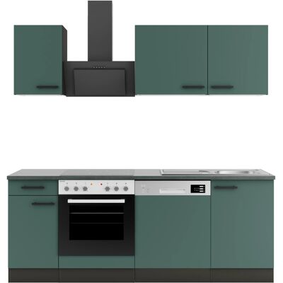 OPTIFIT Verona405 Küchenzeile 210 cm Steingrün OPTIFIT Verona405 Küchenzeile 210 cm Steingrün