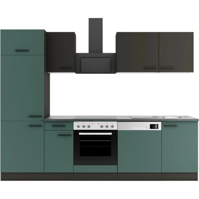 Optifit Küchenzeile KPMV 2702-9+ Madrid420/Verona405 Anthrazit/ Steingrün 270 cm Optifit Küchenzeile KPMV 2702-9+ Madrid420/Verona405 Anthrazit/ Steingrün 270 cm