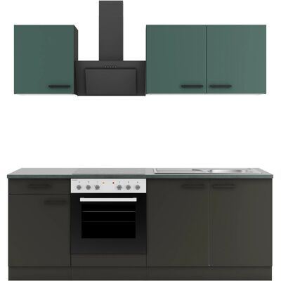 OPTIFIT Verona405/Madrid420 Küchenzeile 210 cm Steingrün / Anthrazit OPTIFIT Verona405/Madrid420 Küchenzeile 210 cm Steingrün / Anthrazit