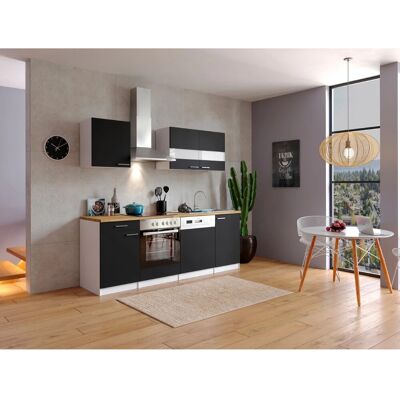 Respekta Küchenzeile KB220WSC 220 cm Schwarz-Weiß Respekta Küchenzeile KB220WSC 220 cm Schwarz-Weiß
