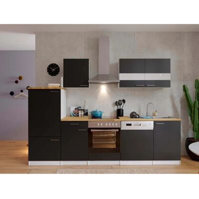 Respekta Küchenzeile KB280WSC 280 cm Schwarz-Weiß Respekta Küchenzeile KB280WSC 280 cm Schwarz-Weiß