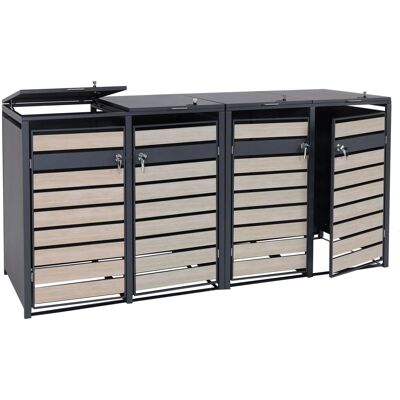 MCW XL Mülltonnenverkleidung J81 4er/8er Buche-Holzoptik Hellbraun 117x284x98cm MCW XL Mülltonnenverkleidung J81 4er/8er Buche-Holzoptik Hellbraun 117x284x98cm