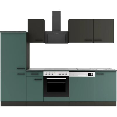 Optifit Küchenzeile KPMV 2742-9+ Madrid420/Verona405 Anthrazit/ Steingrün 270 cm Optifit Küchenzeile KPMV 2742-9+ Madrid420/Verona405 Anthrazit/ Steingrün 270 cm