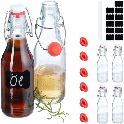 Relaxdays Bügelflaschen 6er Set Glas Transparent Luftdicht 19,5 cm x 6 cm 250 ml Relaxdays Bügelflaschen 6er Set Glas Transparent Luftdicht 19,5 cm x 6 cm 250 ml