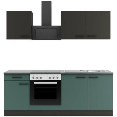 Optifit Küchenzeile KPMV 2136-9+ Madrid420/Verona405 Anthrazit/ Steingrün 210 cm Optifit Küchenzeile KPMV 2136-9+ Madrid420/Verona405 Anthrazit/ Steingrün 210 cm
