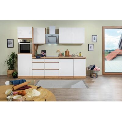 Respekta Premium Respekta Küchenzeile ohne E-Geräte 280 cm Grifflos Weiß Hochglanz-Eiche Sägerau Respekta Premium Respekta Küchenzeile ohne E-Geräte 280 cm Grifflos Weiß Hochglanz-Eiche Sägerau