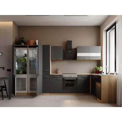 Respekta Merle L-Küche 370 cm French Door Optik Grau Respekta Merle L-Küche 370 cm French Door Optik Grau