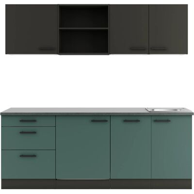 Optifit Küchenzeile KPMV 2199R-9+ Madrid420/Verona405 Anthrazit/Steingrün 210 cm Optifit Küchenzeile KPMV 2199R-9+ Madrid420/Verona405 Anthrazit/Steingrün 210 cm