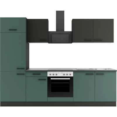 Optifit Küchenzeile KPMV 2711-9+ Madrid420/Verona405 Anthrazit/ Steingrün 270 cm Optifit Küchenzeile KPMV 2711-9+ Madrid420/Verona405 Anthrazit/ Steingrün 270 cm