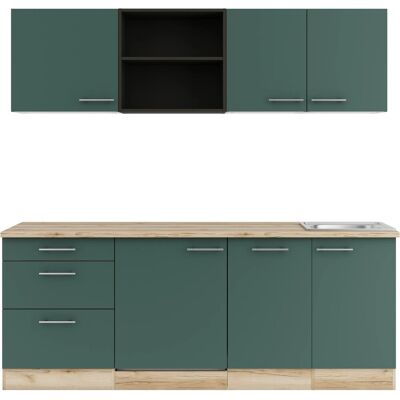 OPTIFIT Savona405 Küchenzeile 210 cm Steingrün OPTIFIT Savona405 Küchenzeile 210 cm Steingrün