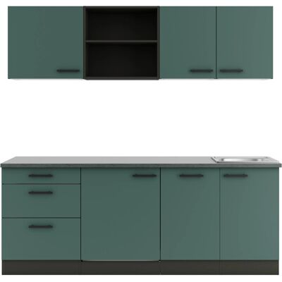 OPTIFIT Verona405 Küchenzeile 210 cm Steingrün OPTIFIT Verona405 Küchenzeile 210 cm Steingrün