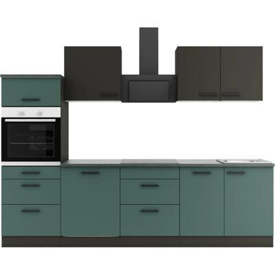Optifit Küchenzeile KPMV 2789-9+ Madrid420/Verona405 Anthrazit/ Steingrün 270 cm Optifit Küchenzeile KPMV 2789-9+ Madrid420/Verona405 Anthrazit/ Steingrün 270 cm