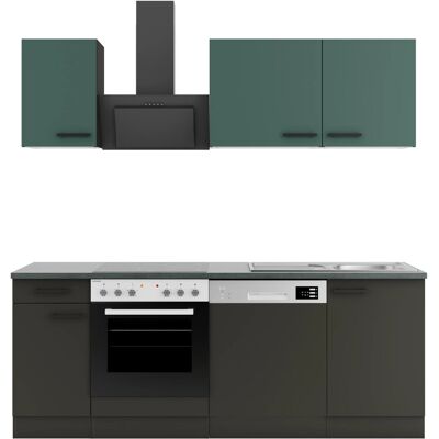 OPTIFIT Verona405/Madrid420 Küchenzeile 210 cm Steingrün / Anthrazit OPTIFIT Verona405/Madrid420 Küchenzeile 210 cm Steingrün / Anthrazit