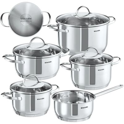 Tectake Kochtopfset Bologna Ii 9 Teilig Aus Edelstahl Für Induktion Geeignet Stielkasserolle 4 Kochtöpfe Mit Deckel 35 50 x 25 50 x 20 cm Silber Tectake Kochtopfset Bologna Ii 9 Teilig Aus Edelstahl Für Induktion Geeignet Stielkasserolle 4 Kochtöpfe Mit Deckel 35 50 x 25 50 x 20 cm Silber