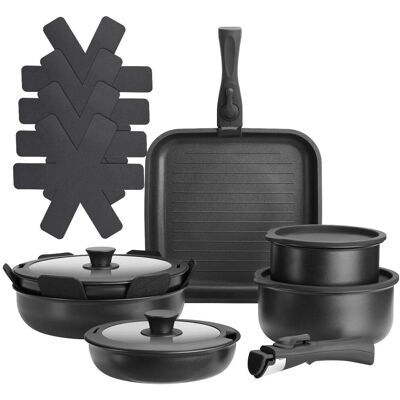 Tectake Kochtopfset Parma 17 Teilig Für Induktion Geeignet Grillpfanne 3 Bratpfannen und 2 Töpfe Aus Aluminium Mit Antihaftbeschichtung 44 x 27 5 x Tectake Kochtopfset Parma 17 Teilig Für Induktion Geeignet Grillpfanne 3 Bratpfannen und 2 Töpfe Aus Aluminium Mit Antihaftbeschichtung 44 x 27 5 x