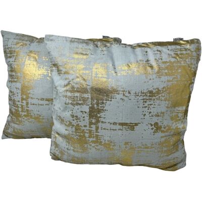Jet-Line Indoor Dekokissen 2er Set Grau/Gold 40 x 40 cm Jet-Line Indoor Dekokissen 2er Set Grau/Gold 40 x 40 cm