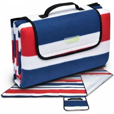 Beautissu Bella SE Picknickdecke 200x200cm Blau Gestreift Beautissu Bella SE Picknickdecke 200x200cm Blau Gestreift