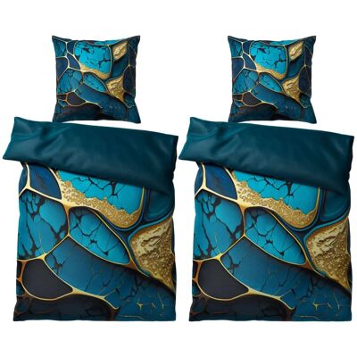 SANILO Bettwäsche 4-teilig Marmor Cobalt SANILO Bettwäsche 4-teilig Marmor Cobalt