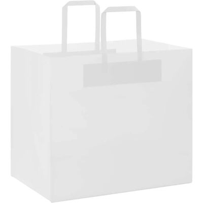 vidaXL Weiße Kraftpapiertüten 250 Stk. mit Henkeln - Papiertragetaschen vidaXL Weiße Kraftpapiertüten 250 Stk. mit Henkeln - Papiertragetaschen