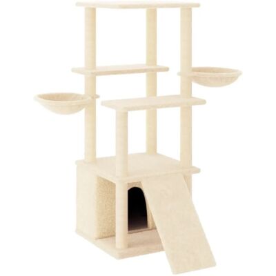 vidaXL Katzenbaum mit Sisal-Kratzpfosten 133 cm - creme (171756) vidaXL Katzenbaum mit Sisal-Kratzpfosten 133 cm - creme (171756)