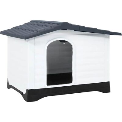 vidaXL Hundehütte Grau 90,5x68x66 cm Polypropylen - Hundehütte vidaXL Hundehütte Grau 90,5x68x66 cm Polypropylen - Hundehütte