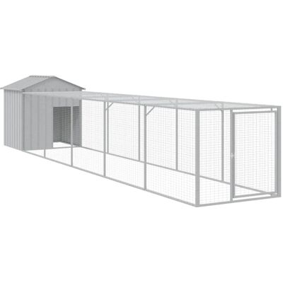 vidaXL Hühnerstall mit Auslauf Hellgrau - 117x609x123 cm vidaXL Hühnerstall mit Auslauf Hellgrau - 117x609x123 cm
